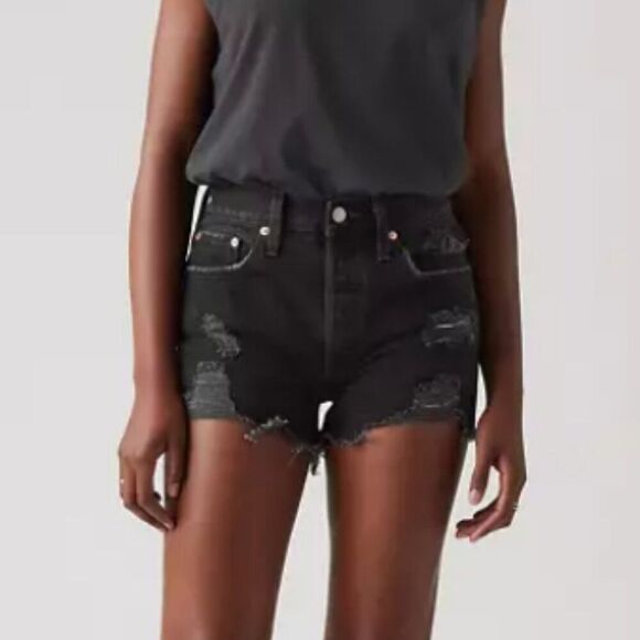 Levi’s 501 Original Cutoff Denim Short Black Size 27 - Picture 1 of 6
